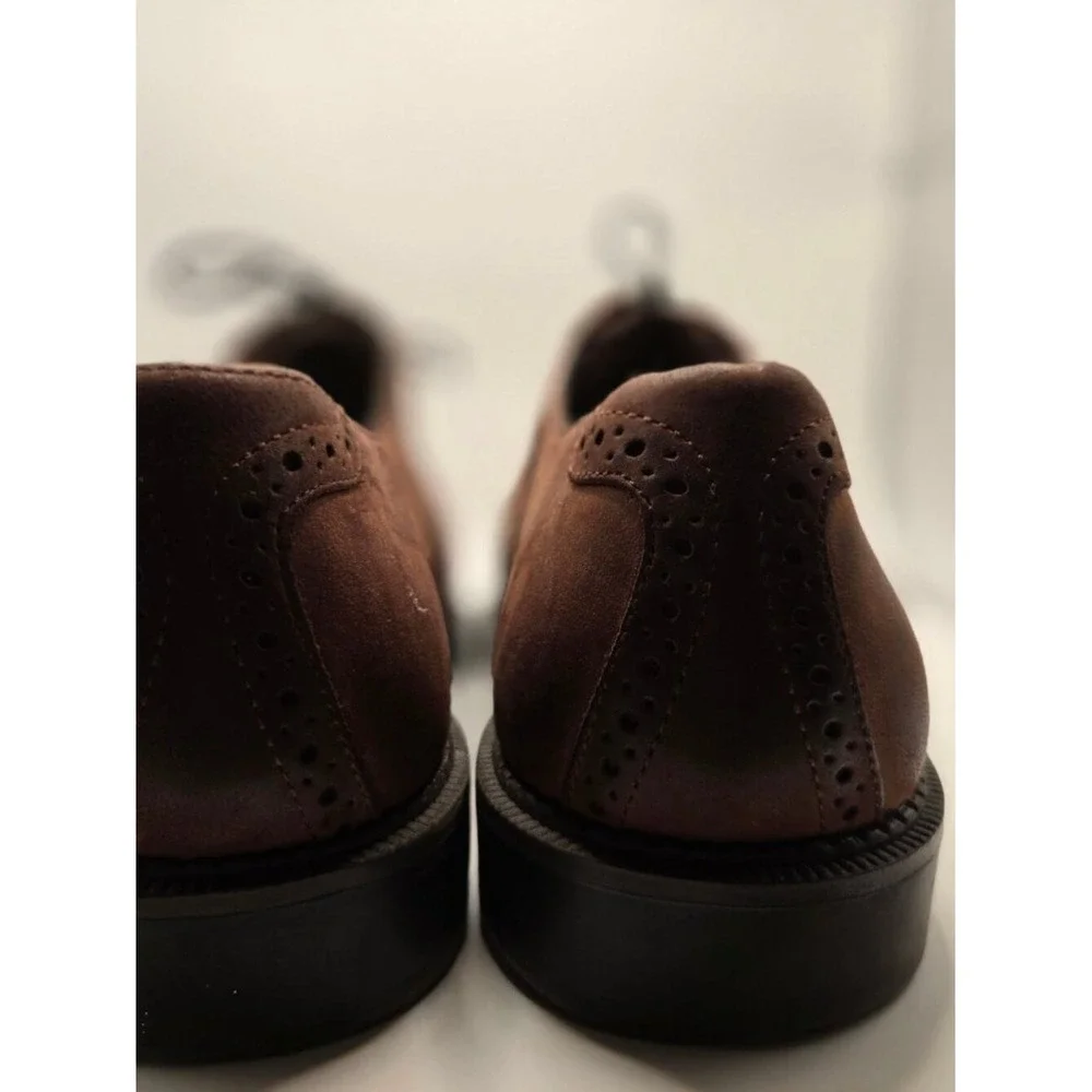 Dockers Oxford Shoes Mens 10 Brown Good Suede Brogue Lace Up Dress Casual (S6)